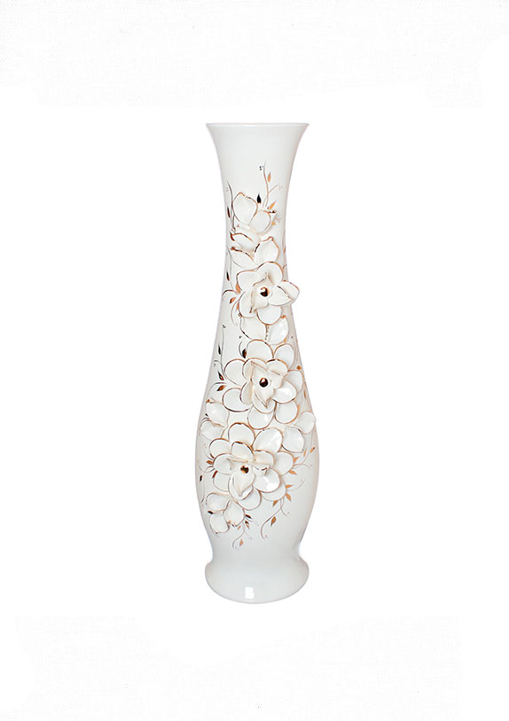 26778 Напольная ваза Грация, белая лепка, золото  от магазина "Альянс Декор"