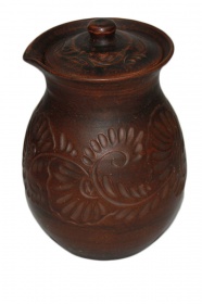 18745 Крынка гончарная, ангоб, резка, кр.глина, 1,5л от магазина "Альянс Декор"