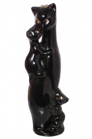 12956 Копилка Кошка гладкая Багира-мама, средняя, глазурь чёрная